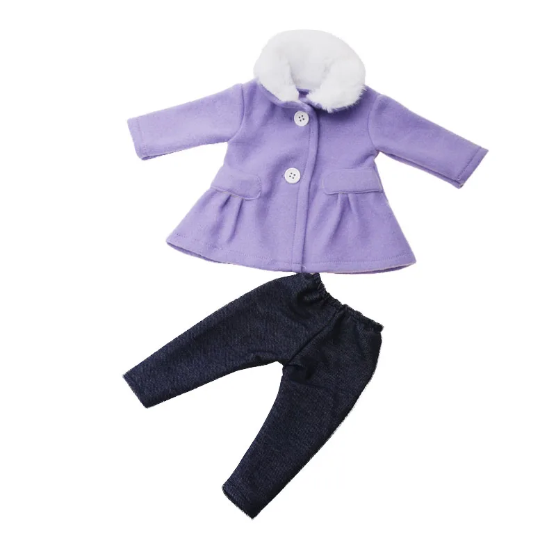 18 дюймовая кукольная одежда для девочек комплект шерстяного пальто+ штаны, американское платье для новорожденных аксессуары, игрушки для малышей, размер 43 см, детские куклы c730