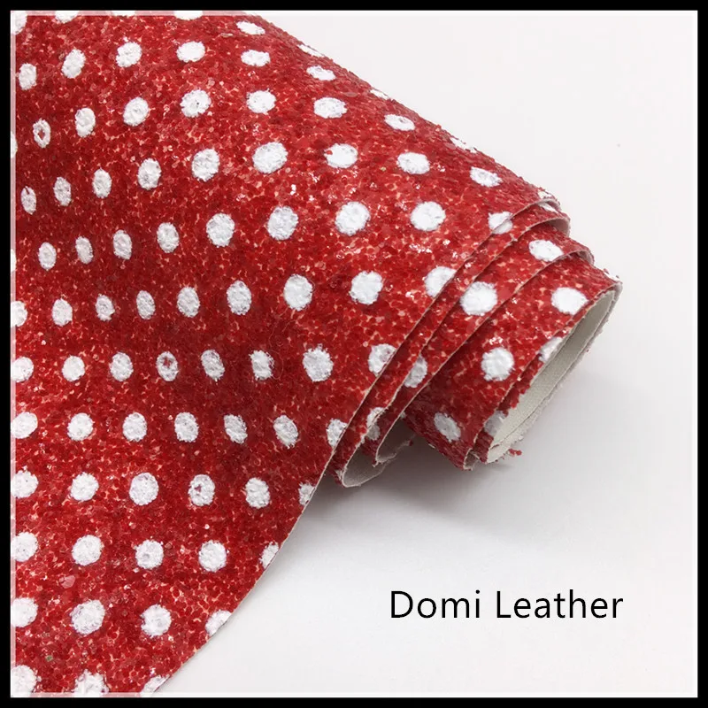 (DM6063) Polka Dot Chunky Glitter Fabric For Bowsglitter fabricchunky