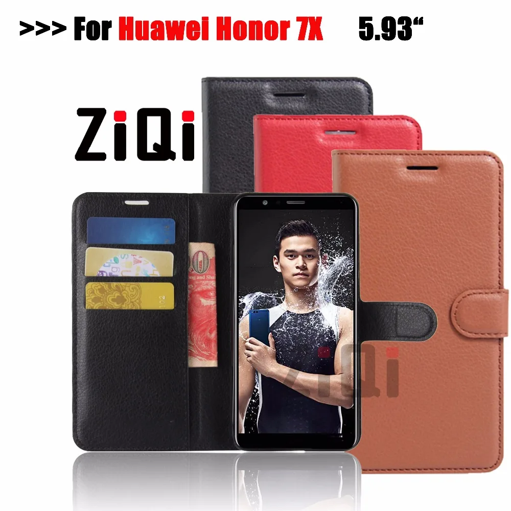 Ziqi для Huawei Honor 7X чехол люкс PU мягкий кожаный бумажник кремния откидная крышка