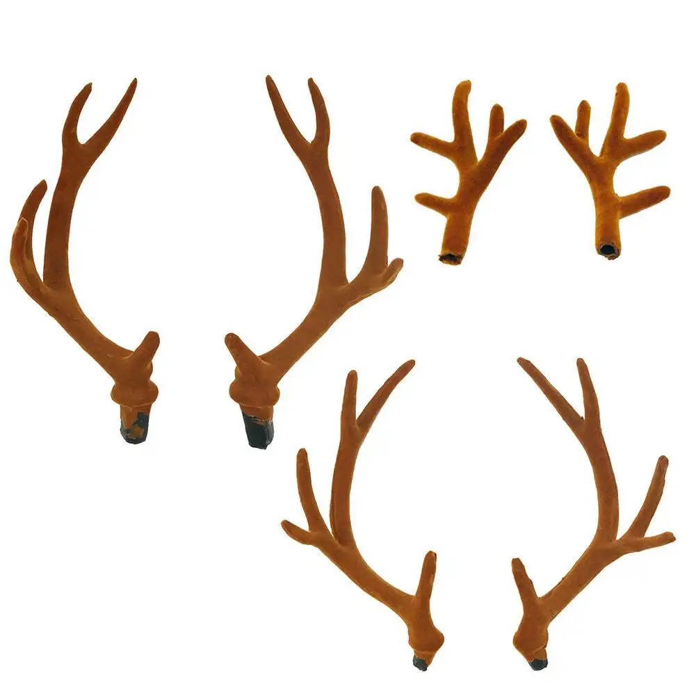 

A Pair Simulation Antlers Headwear Headband Flocking Artificial Sika Deer Antlers DIY Accessories For Christmas Holiday Party S