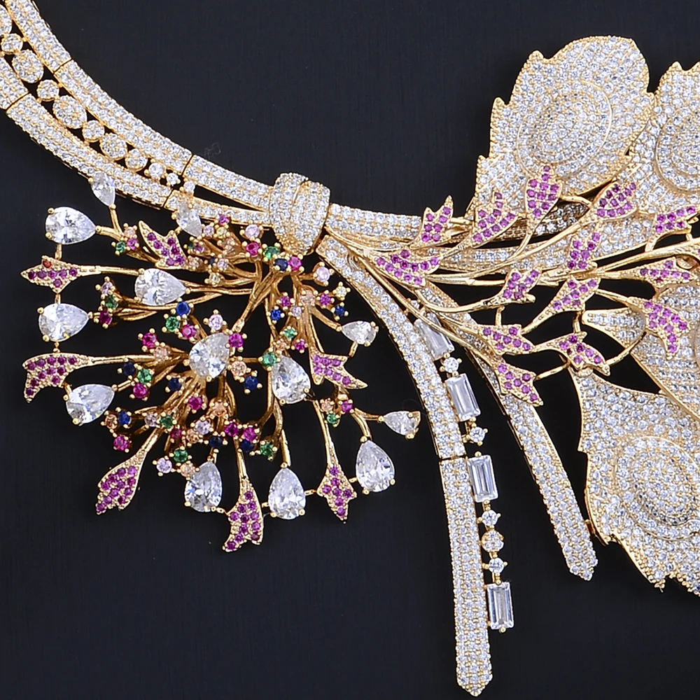 

GODKI Luxury So Beautiful ! Delux Big Flower Nigerian Jewelry Set For Women Wedding Zircon Indian African Bridal Jewelry Set2018