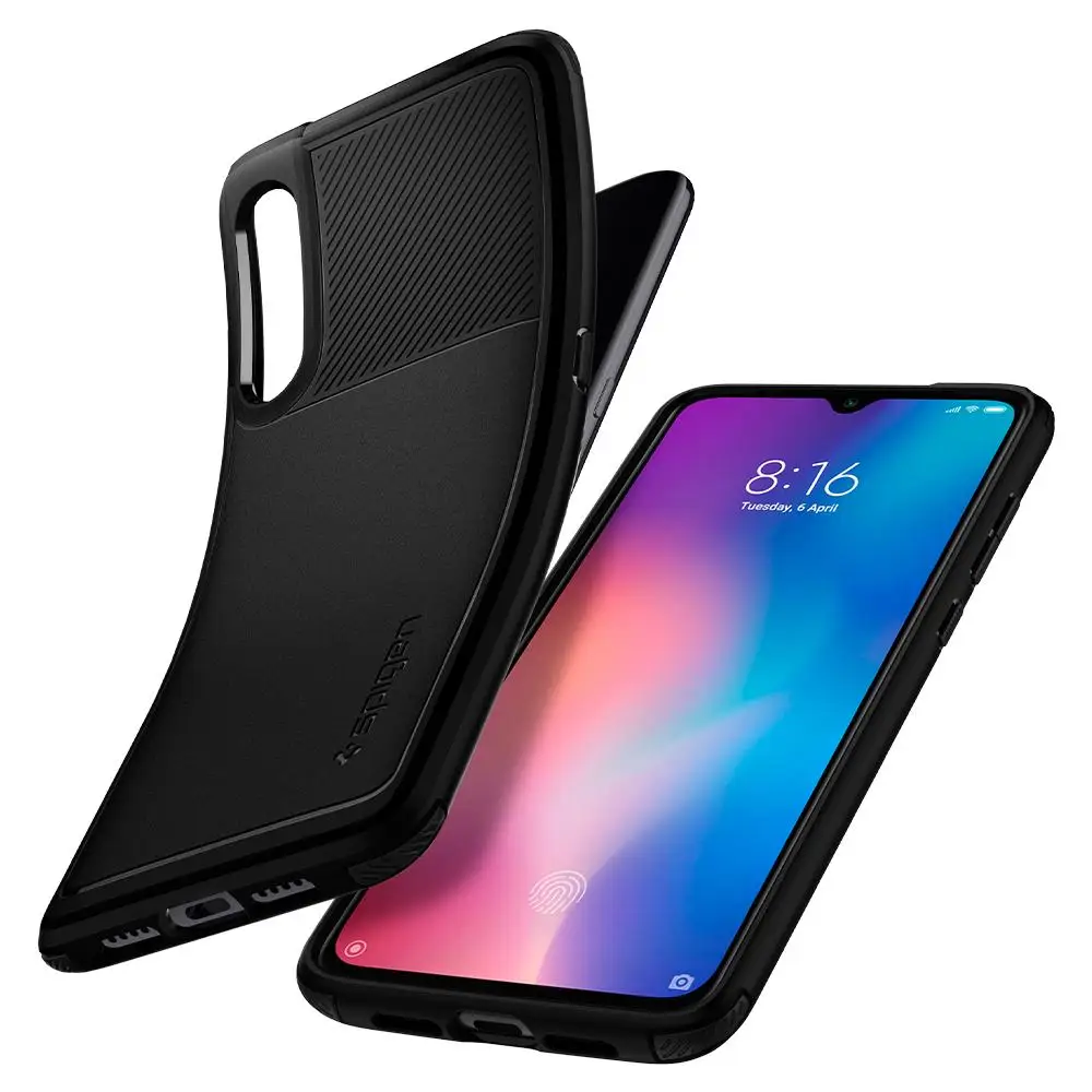100% Original SPIGEN Xiaomi Mi 9 Case Rugged Armor Matte Black Flexible TPU Anti-Slip Drop-Resistance Cases S35CS26089