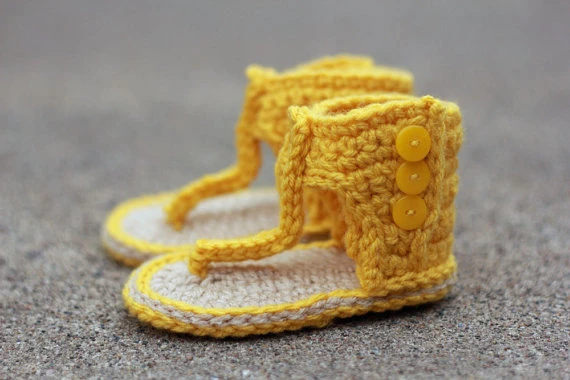 Sandales Au Crochet Pour Bebe Fille Bottes D Ete Rom Sandales Jaunes Chaussons En Crochet Chaussures De Bebe Fille Cadeau Pour Bebe 9cm 11cm Aliexpress