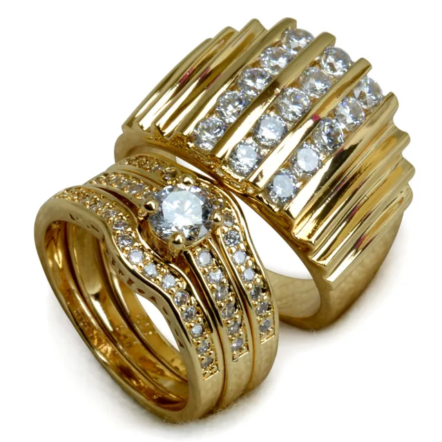 set gold tone engagement ring band for men and women r117 179 men men size 9 in women