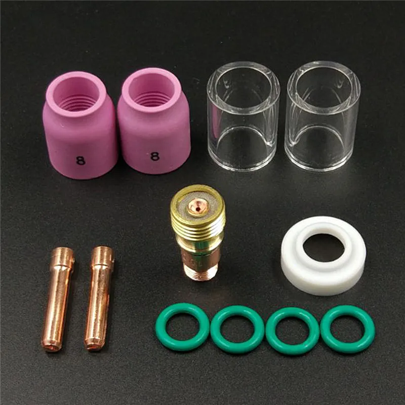 

12 Pcs/Set TIG Welding Stubby Gas Lens 10 Pyrex Cup Kit For Tig WP-17/18/26 Welding Torch Welder Torch Accessories