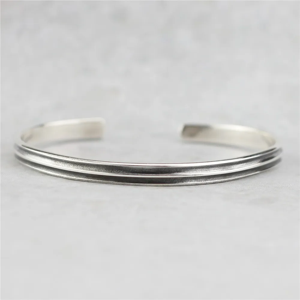original simple bangle 100% 925 Sterling silver Jewelry Vintage Adjustable bangles for women gift