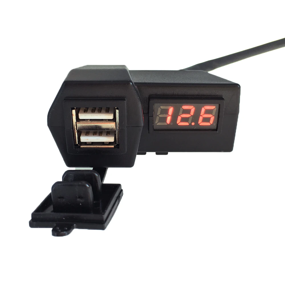 Мотоцикл 12/24V Dual USB Автомобильное зарядное устройство Зарядное с светодиодный