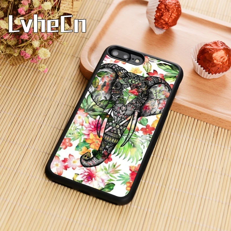 LvheCn Elephant Floral Tribal Art Phone Case Cover For iPhone 5 6 6s 7 8 plus 11 pro X XR XS max Samsung S7 edge S8 S9 S10 |
