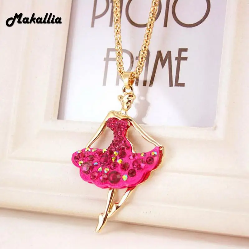 Novelty Ballet Ballerina Dancer Girl Rhinestone Long Necklaces