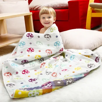 

Muslin Baby Blankets Children 6 layers Gauze Cotton Soft Anti Kick Quilt Newborn Infant Swaddle Towel Kids Bath Towel 100*100cm