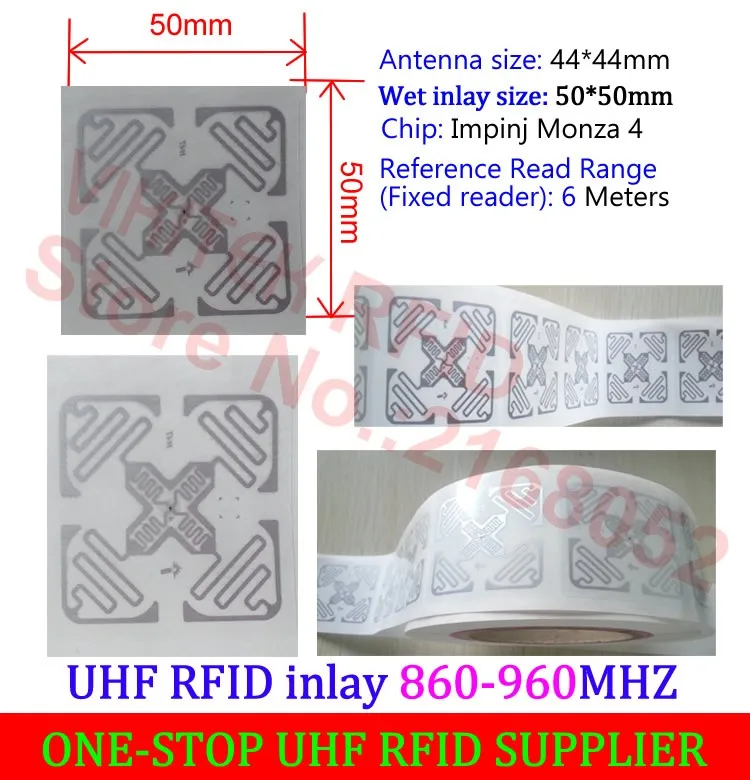 Impinj 860-960 МГц UHF RFID сухая инкрустация 915 м Monza4 EPC H47 может использоваться для RFID тегов и этикеток