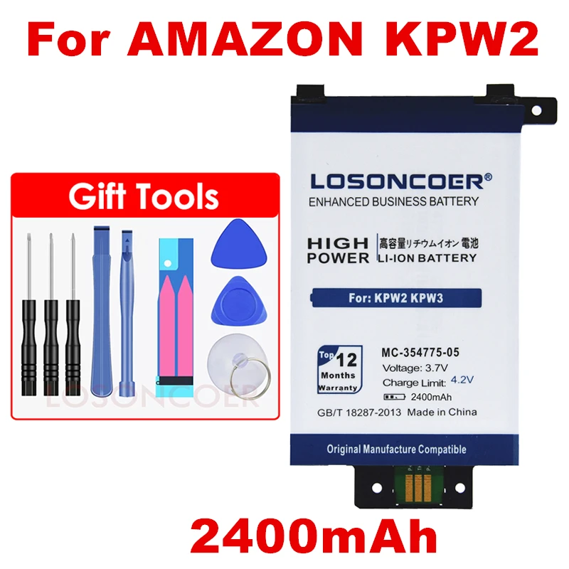 

2400mAh MC-354775-05 58-000049 For Amazon kindle paperwhite 2nd Gen 6'' DP75SDI S13-R1-S 3nd KPW2 KPW3 Tab Tablet Ebook Battery