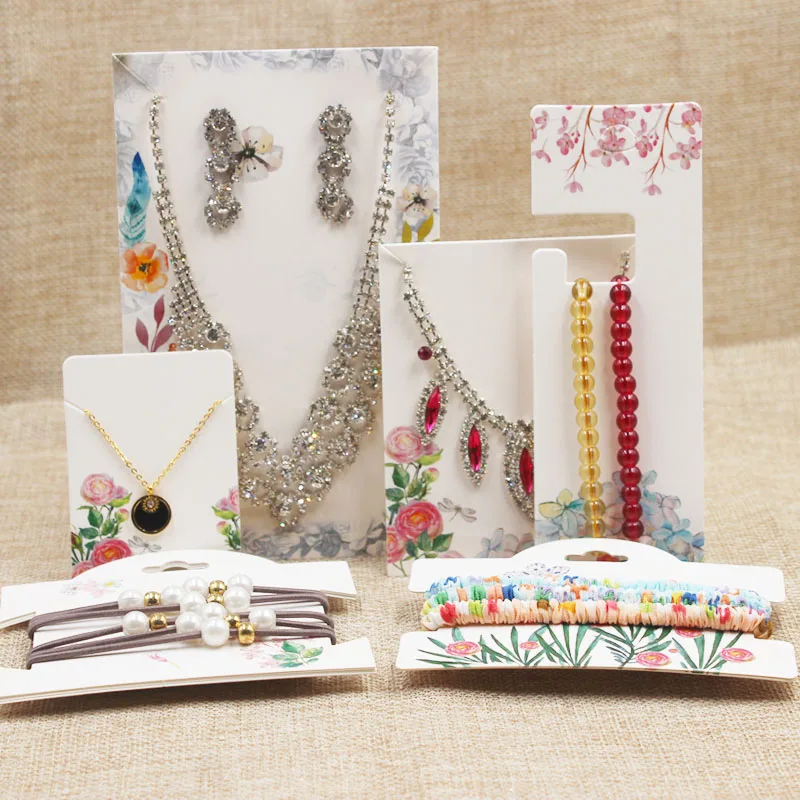 

200pcs flower design paper Earring package Tags Cards Dreamcatcher large necklace sets pack card marble bracelet/hair clip cards