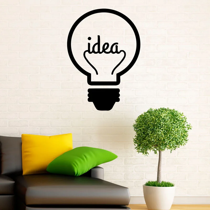 idea symbol lightbulb wall decals creative design art vinyl wall stickers murals for living room decorations