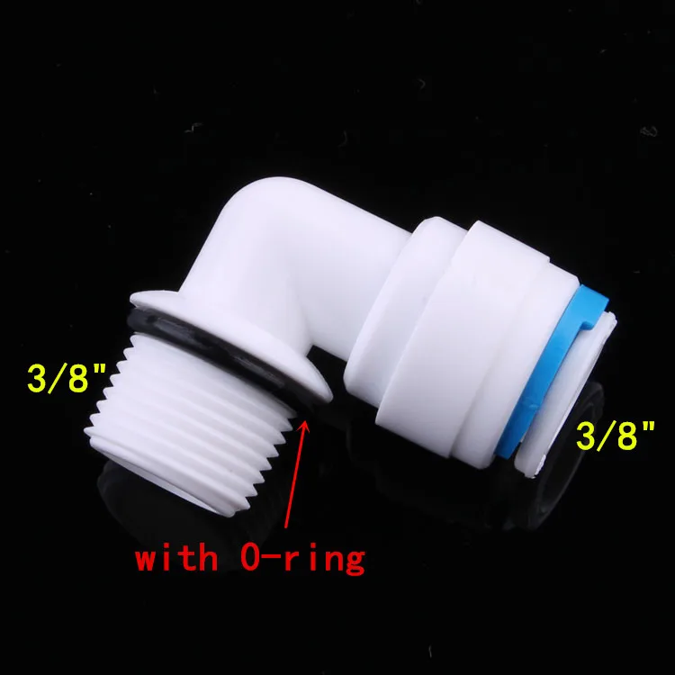 

Free Shipping 3/8" OD Hose Connection Eblow To 3/8" Male Thread With O-ring Quick Fittings For RO Water Filter Quick Adapter