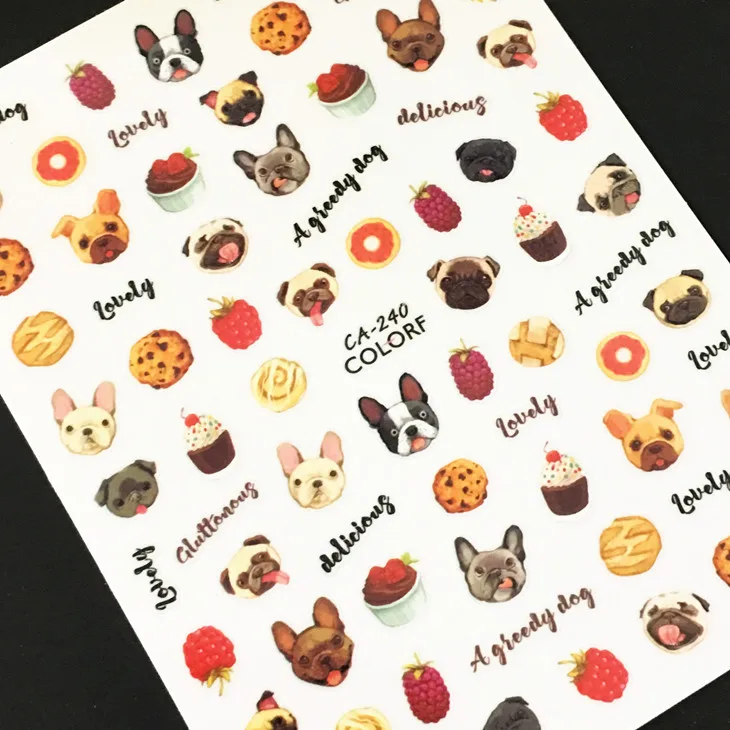 nail sticker lovely dogs and cue cats design nail decal CA-538 540 542 nail decoration tools - Color: 240