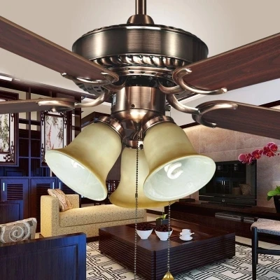Светодиодный потолочный вентилятор лампа коричневого цвета дерево 3 света 4 шт. лопастей 110-220 В 42 дюйма/108 см переключатель