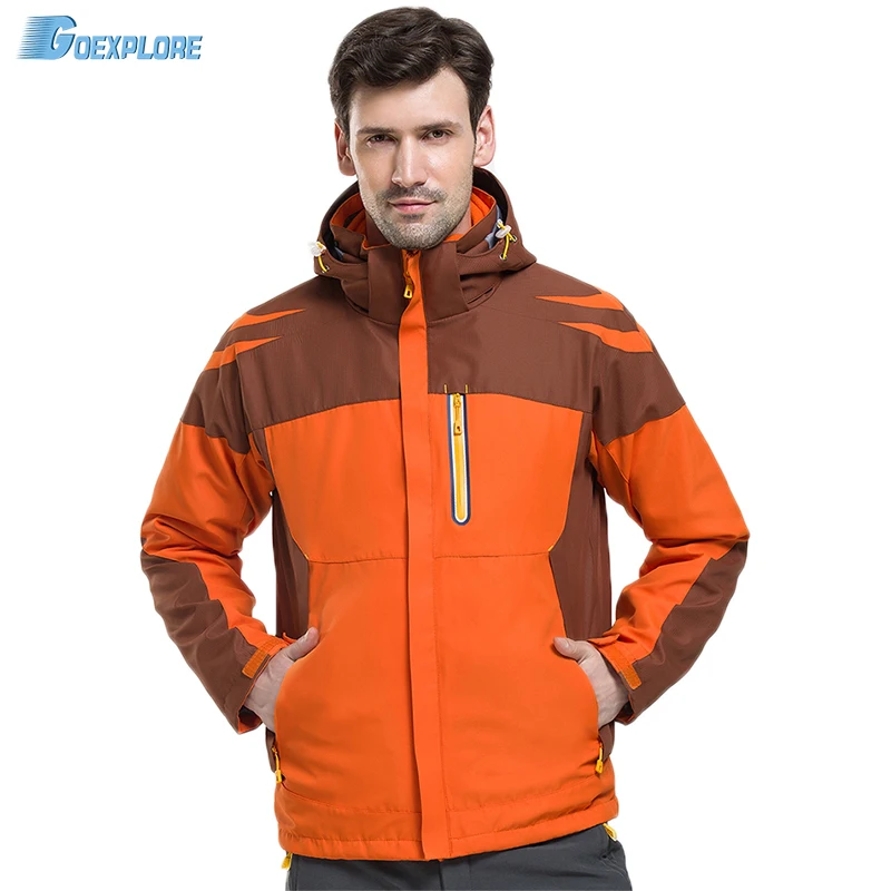 Goexplore 3 in 1 Jacket Men Thermal Waterproof Breathable Warm Jacket Thicken Soft shell Lining Camping Coat hiking jacket