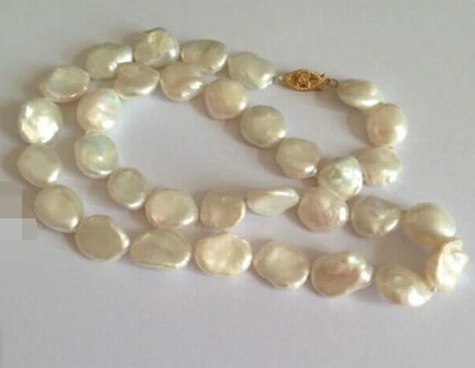 

HOT 001749 15mm natural white keshi Australian south sea pearl necklace