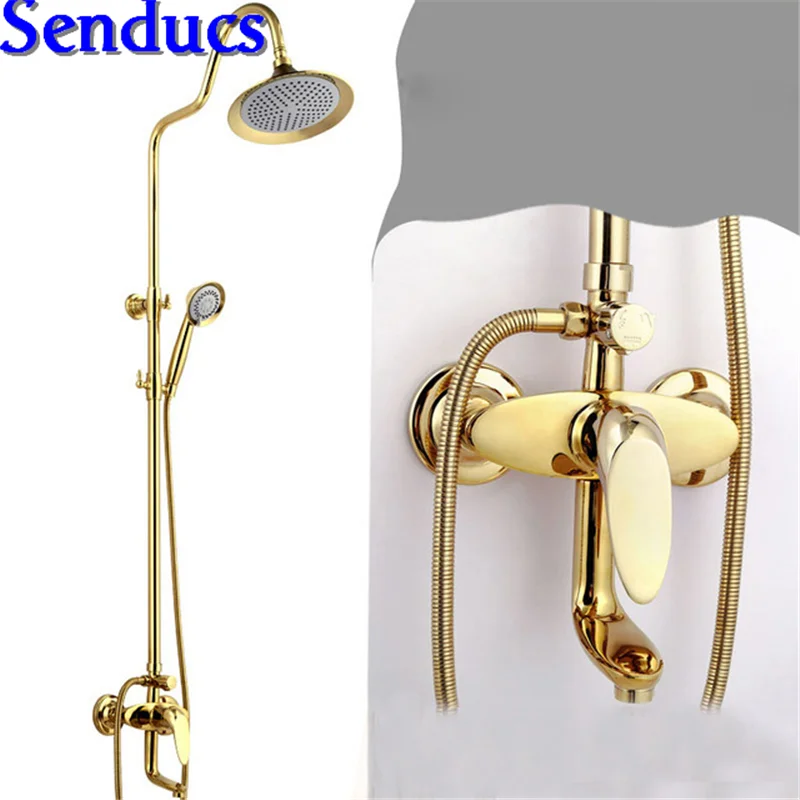 Набор для душа Senducs Gold с новым дизайном латунная система горячая Распродажа набор