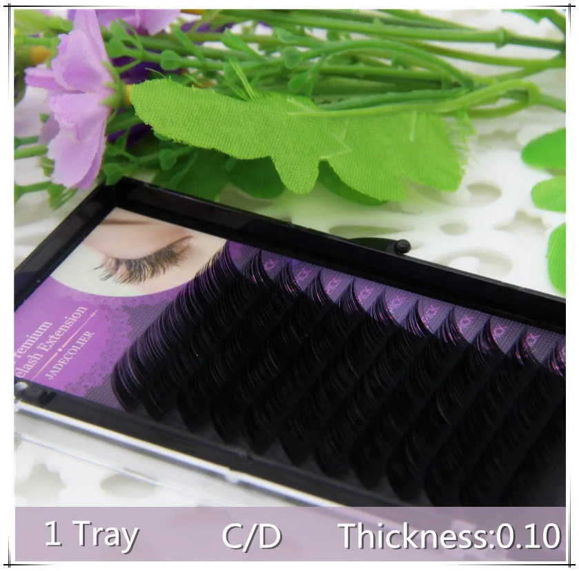 

1 tray 12 rows 0.10 thickness korea silk natural long eyelash extension individual lashes hand made C/D Curl soft eyelash