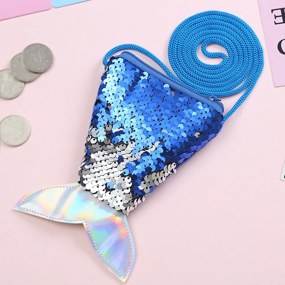 

Fish Tail Pouch Kids Sequins Cute Zipper Shoulder Girls Crossbody Casual Coin Purse Gift Mini Wallet