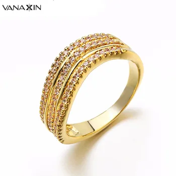 

Ladies Wedding Rings Bands Engagement Ring for Women CZ Stone Paved Three Hoops Promise Rings Fashion Jewels