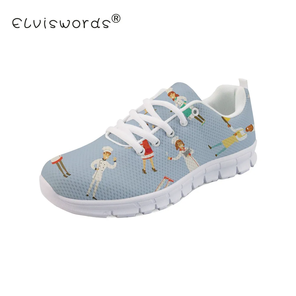 ELVISWORD Occupation Printing Women Flats Ladies Chef