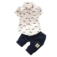 

Boys Sets Funny Casual Mustache printig Clothing Short Sleeve Cotton Tops and Sport Cartoon Pants for BabyBoys Kids Sets 18Mar21