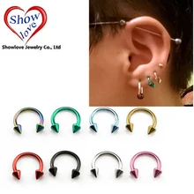 Showlove 1 шт. титановый анодированный конус, круглая губная штанга, кольца для носа, пирсинга, 8 цветов, подковка, Ювелирное кольцо в нос(China)