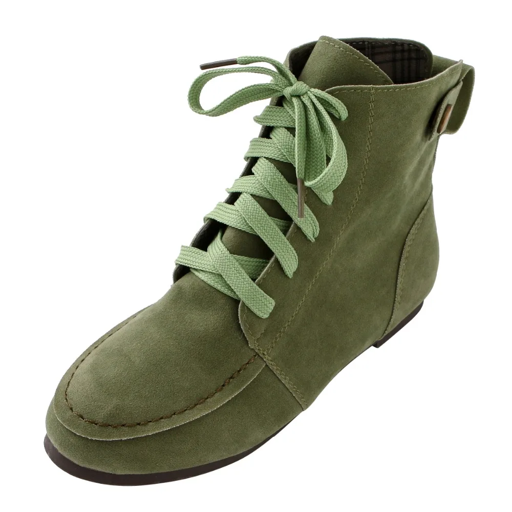

HEE GRAND Winter Women Martin Boots Red Platform Lace Up Flats Solid Round Toe Ankle Boots Lady Casual Fashion Shoes XWX6766