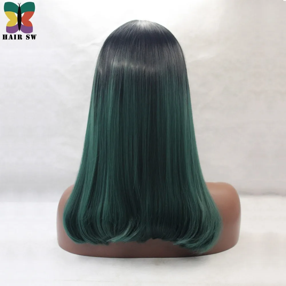 Sw Rambut Sintetis Renda Depan Wig Ombre Afro Untuk Hijau Tua Miring Panjang Halus Lurus Dengan Ujung Curl Glueless Untuk Afro Wanita Ombre Green Ombre Front Lace Wigombre Lace Front Wig Aliexpress