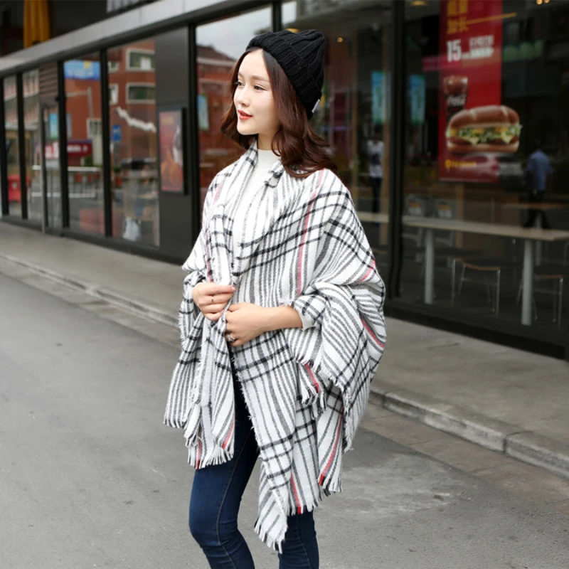 2015 Scarf Women font b Tartan b font scarves scarf Beige Cozy Checked Blanket Oversized Wrap