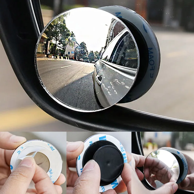 1pc Car Mirror 360 Wide Angle Round Convex Mirror Car Vehicle Side Blindspot Blind Spot Mirror Small Round Rear View Mirror