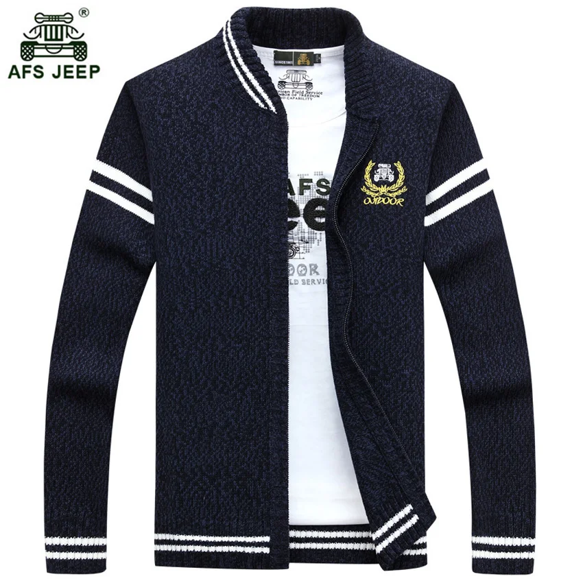 Afs jeep Mens Cardigan Sweater Brand Clothing Men Zipper