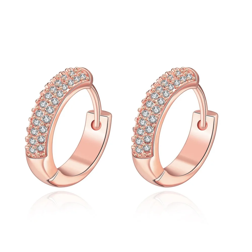 Hot Sale Rose Gold Color Dazzling Cleaar CZ Round Hoop Earrings For Women Earrings Jewelry ...