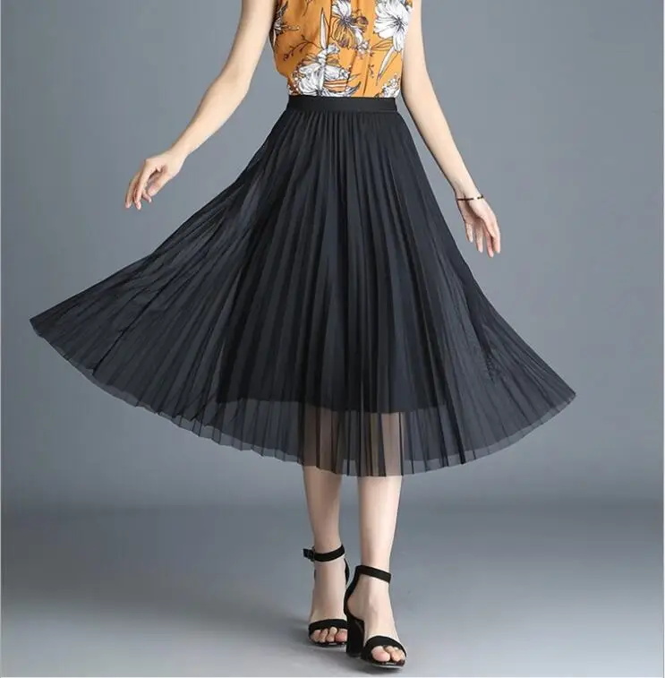 Cintura Fiesta blanco Sólido Alta Elegante Faldas Colo 5 Elástico marrón Mujeres Negro gris Plisada Envío 2018 Falda Gasa Del Verano De Maxi Larga Tamaño az47v4qg