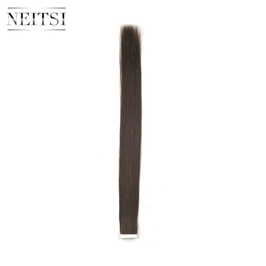Neitsi прямые пряди из искусственной кожи, связанные вручную на Клейкой Ленте, человеческие волосы Remy для наращивания 1" 20" 2" FedEx, быстрая - Цвет: #3