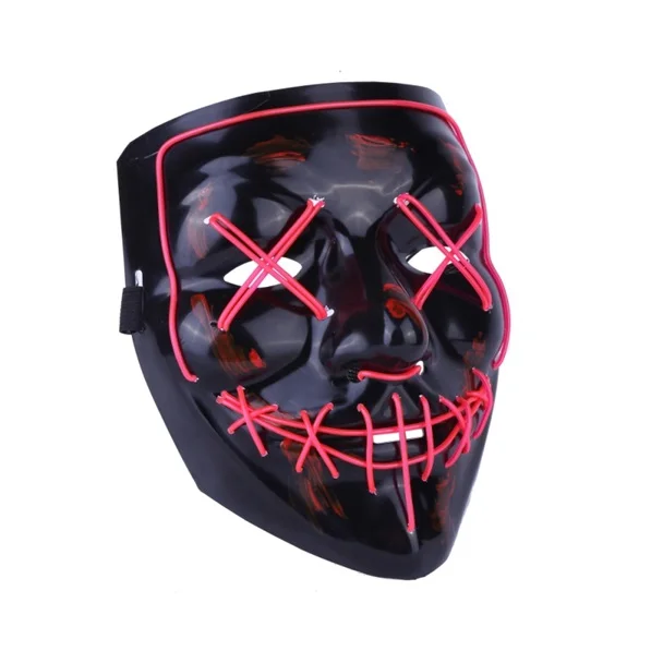 The Purge светодиодный вечерние Полный лицевой одежды косплей смайлик прошитая El проволока маска светить свечение череп Хэллоуин костюм - Цвет: Красный