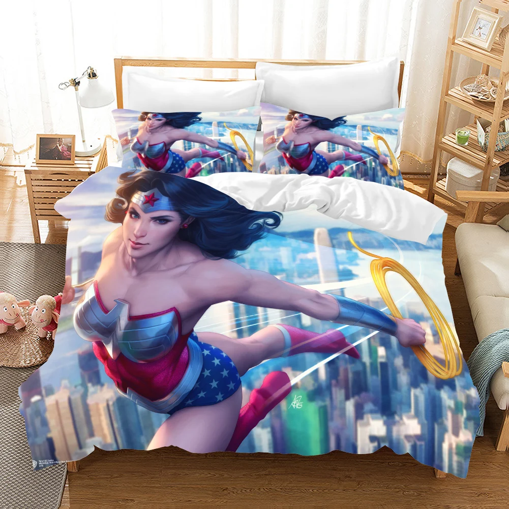 

3D Cartoon movie game character bedding set Duvet Covers Wonder Woman Pillowcases comforter bedding sets bedclothes bed linen