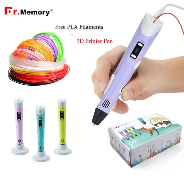Best Offers Dr.Memory 3D Pens Magic Printer Pen 1.75mm PLA Filament With LED Display Non-toxic Safety 3D Printing Pen Useful Gifts For Kids
