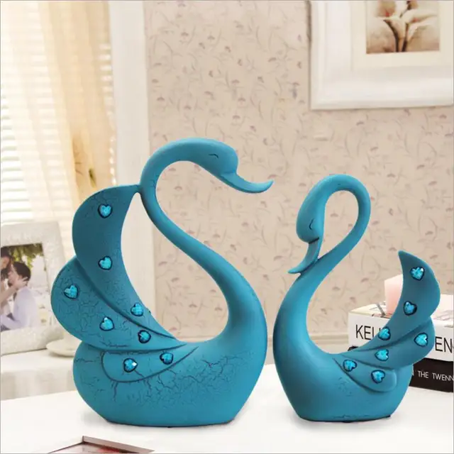 resin craft wedding gift love for blue swan ornaments creative home