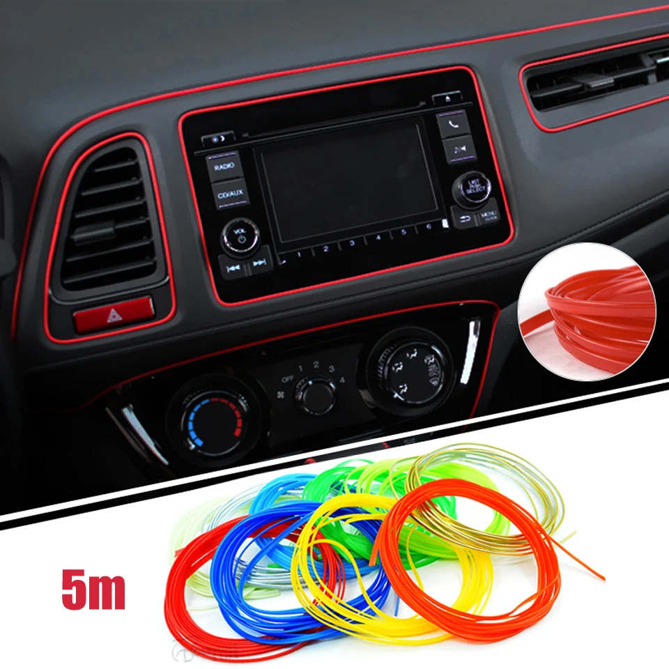 

5m Car Styling Universal DIY Cold Line Flexible Interior Decoration Moulding Trim Strips 10 Colors Accessories