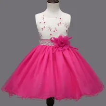Новое Блестящий тюль платье для девочек детское праздничное платье-пачка без рукавов с вышивкой бальное платье с цветочным бантом детское кружевное свадебное платье