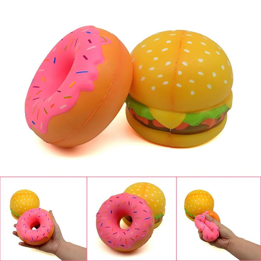 

Squishy Toys Elastic PU Stress Reliever Scented Hamburger Doughnut Super Slow Rising Kids Squeeze Toy Adult Anti-stress Funny