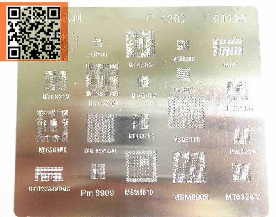 

2PCS BGA Stencil G1037+G1128 for MT6582 MT632GA MT6323 MSM8610 MSM8909 PM8909 MT6166V MT6325V MT6589WK