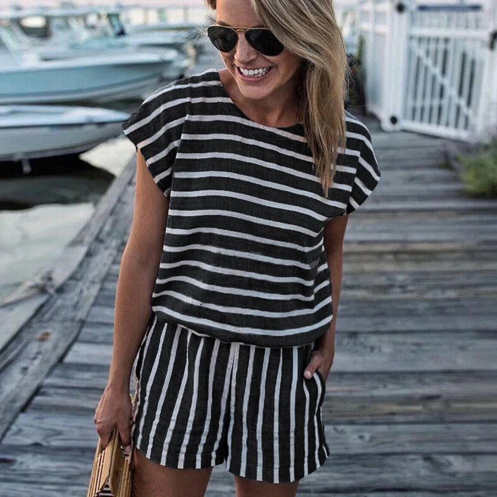 Womail ارتداءها المرأة الصيف أزياء قصيرة الأكمام عارية الذراعين Playsuit السيدات شورتات للبحر بذلة Playsuit 2019 دروبشيب M5