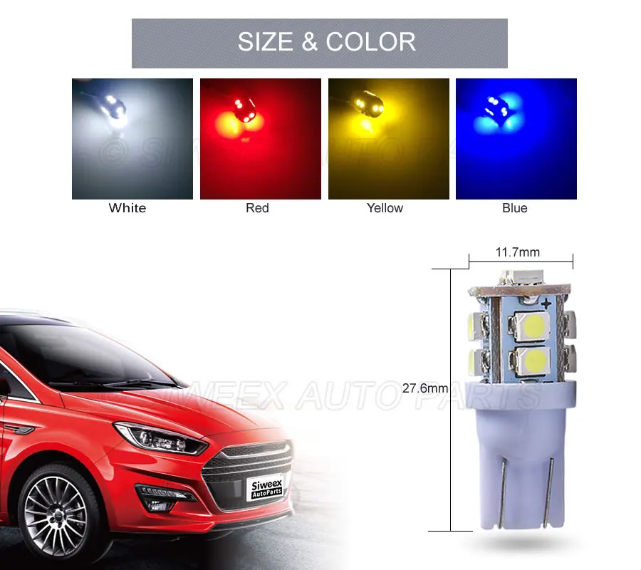 1X T10 W5W Клин светодиодный лампы 1210 10 SMD 3528 автомобиль Подсветка салона 194 168