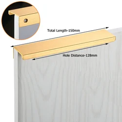 Sleek Black & Silver Hidden Cabinet Handles - Zinc Alloy Drawer Pulls & Knobs (Gold Length 150mm)