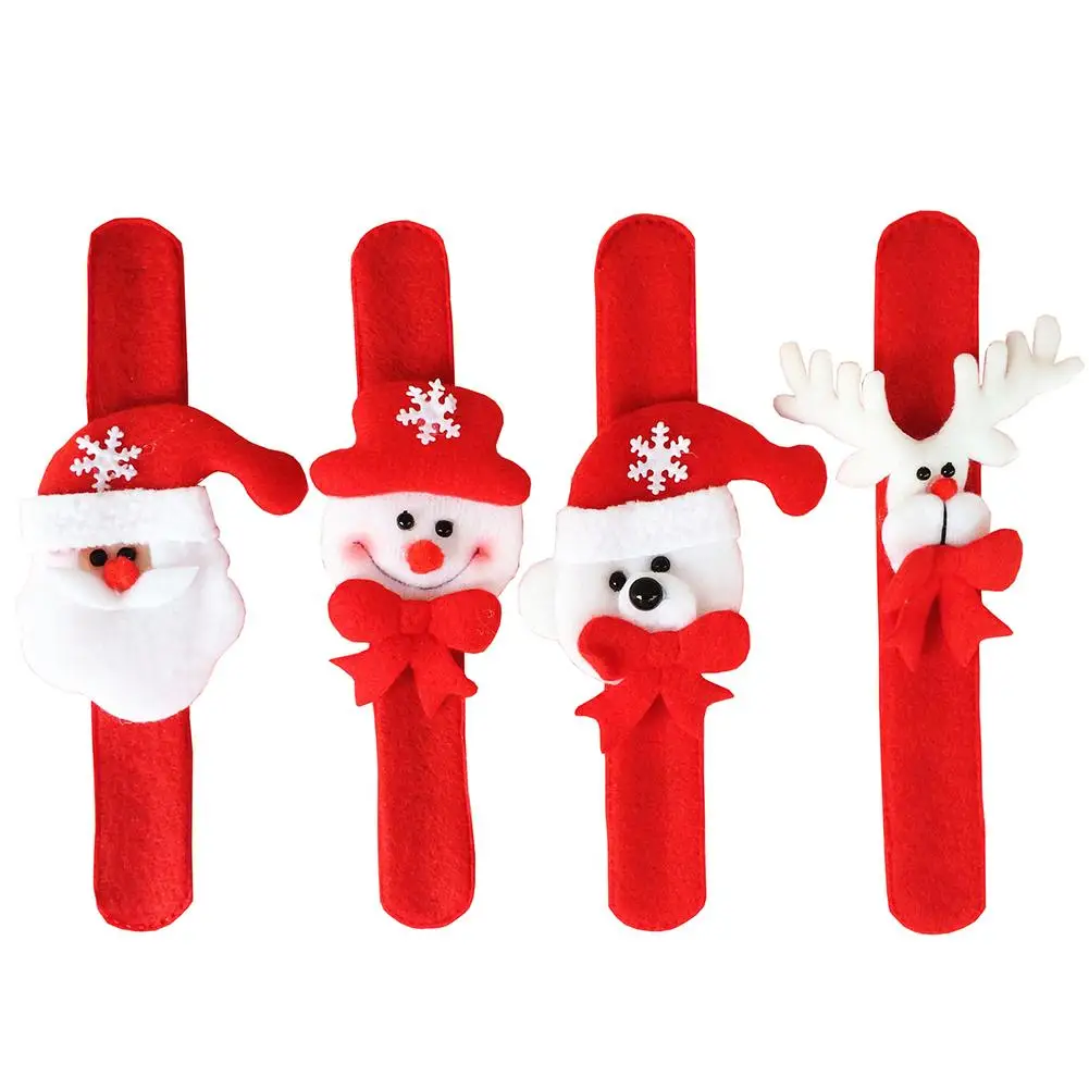 

Christmas Snap Bracelet Slap on Santa Claus Snowman Reindeer Bear Wristband Snowman New Year Gifts for Boys Girls